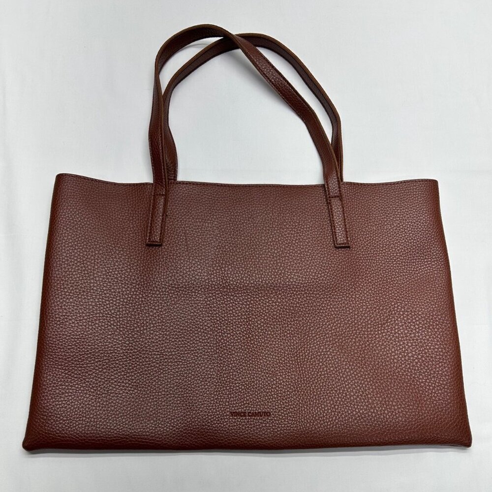 VINCE CAMUTO Tumbled Brown Vegan Leather Tote - Picture 7 of 13